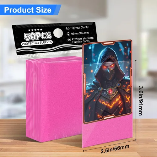 Miniatura 2 de Fundas para tarjetas rosas compatibles con MTG, 300 piezas de fundas estándar para cartas coleccionables, cartas deportivas, cartas de béisbol TCG