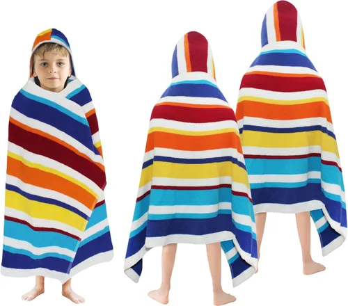 Miniatura 14 de ORIGINAL KIDS Toalla de baño con capucha, 100 % algodón de rizo grande con capucha para niños, toalla de playa para ducha de niños pequeños, toalla