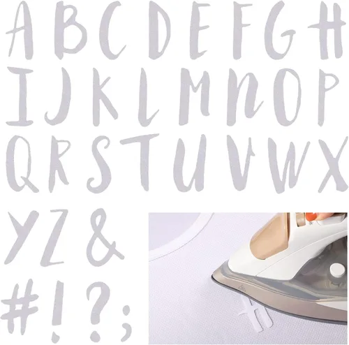 Miniatura 9 de 279 letras termo-adhesivas de 1.5 pulgadas, letras de transferencia de la A a la Z, calcomanías de letras para medias de Navidad, letras flocadas