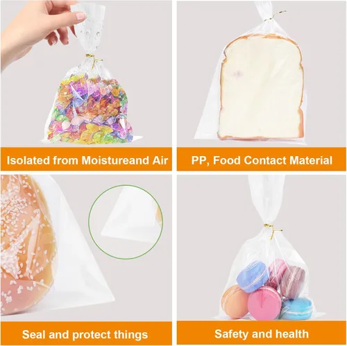 Miniatura 4 de 400 bolsas de celofán plano transparente con 3 x 5 pulgadas, 4 x 6 pulgadas, 5 x 7 pulgadas, 2 x 10 pulgadas, bolsas de golosinas con lazos son