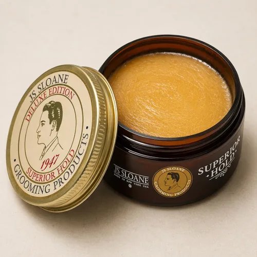 Miniatura 2 de JS Sloane Superior Hold Pomade - Crema de peinado de fijación fuerte, brillo medio, a base de agua, reutilizable todo el día, ideal para cabello