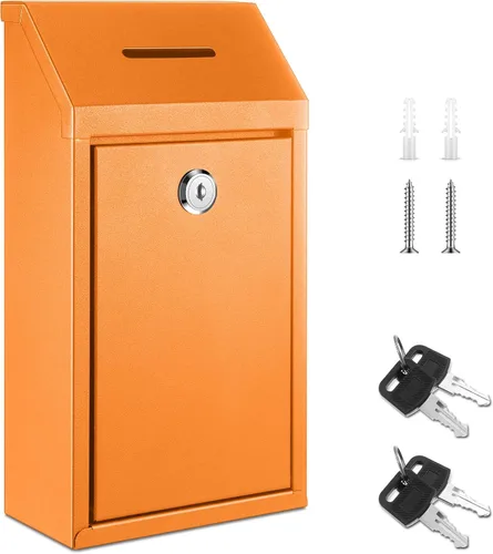 Yaocom Caja de dinero de metal para donación de dinero para colección de soportes de granja, caja de sugerencias segura con candado montado en la