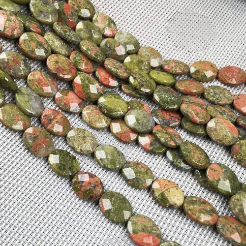 Miniatura 15 de Cuentas de piedra natural, cuentas facetadas ovaladas, cuentas de ágata de cristal disperso de sangre africana, cuentas de piedra de pino de 0.472 x