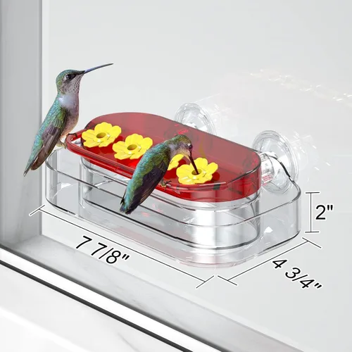 Miniatura 5 de Redboat Paquete de 2 Comederos para Colibríes de Ventana, Comedero para Colibríes con Ventosa Fuerte con 4 Puertos de Alimentación, Fácil de Limpiar