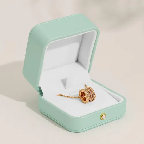 Miniatura 6 de Oirlv Magnífico collar verde menta caja de regalo de cuero collar cajas para joyería regalo terciopelo interior colgante caja
