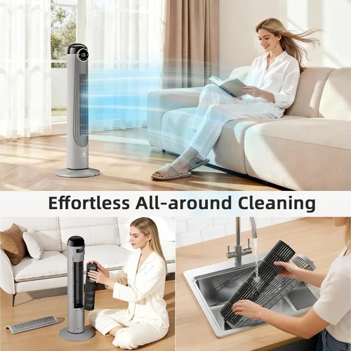 Miniatura 6 de Antarctic Star T36 Tower Fan-36 Inch, Bladeless Oscillating Fan with Remote, 6 Speeds & 4 Modes, LED Display, 9H Timer, Quiet Floor Standing Fan for