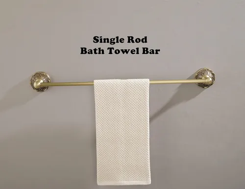 Miniatura 2 de Barra de Toallas de Latón Antiguo para Montaje en Pared, Soporte de Barra de Toallas de Baño de 24 pulgadas, Accesorios de Baño Decorativos Dorados