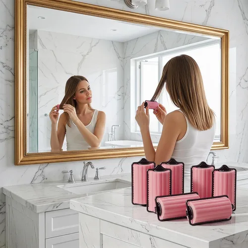 Miniatura 7 de Fomiyes 6 rodillos de espuma para el cabello: rodillos de esponja para rizadores de peluquería - Esponja mediana para rizos suaves durante la noche