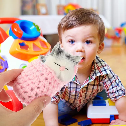 Miniatura 3 de Ciieeo Muñeca de gato dormido en pantufla, mini gatito en zapato con sonidos de miauros, juguete de mano, regalo para niños y niñas, decoración