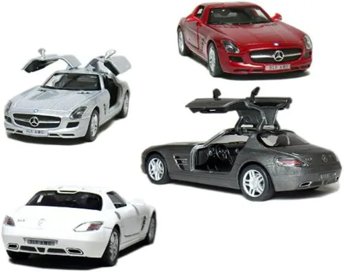 KiNSMART - Mercedes-Benz SLS AMG 1:36 Escala 5" Modelo de Metal Fundido a Presión de Coche de Juguete (4 Juegos)