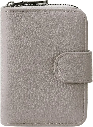 Miniatura 15 de FALAN MULE Cartera de Cuero para Tarjetas de Crédito con Bloqueo RFID Pequeña para Mujeres con Muñequera, Azul claro, Vintage