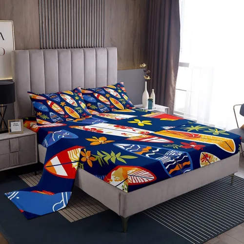 Miniatura 21 de Feelyou Football Bed Sheets Set Twin Size Basketball Sports Deep Pocket Fitted Sheet Soccer Ball Game Bedding Sets Black Baseball Gaming Soft Bed