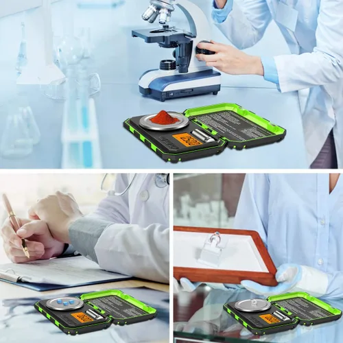 Miniatura 7 de Báscula digital profesional de miligramo, 1.76 oz (actualizada) báscula de joyería de tamaño de bolsillo de alta precisión máxima, báscula Verde