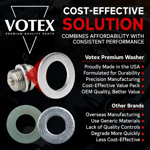 Miniatura 2 de VOTEX -Fabricado en Estados Unidos- Arandela de trituración de tapón de drenaje de aceite M14 14MM, anillo de sello de junta - Compatible con Acura