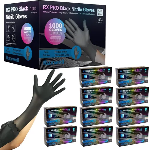 Miniatura 11 de Raxwell Guantes desechables de nitrilo – Diseño sin látex – Guantes médicos resistentes a pinchazos – Agarre texturizado para preparación