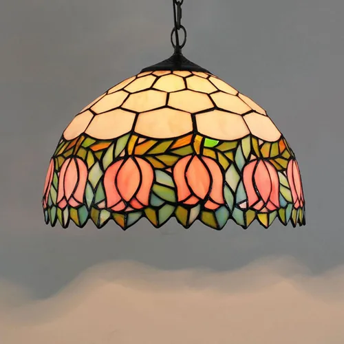 Miniatura 3 de Reemplazo de pantalla de lámpara Tiffany de 12 pulgadas, solo lámpara de vitral, diseño de flor de tulipán, para lámpara de mesa, luz colgante