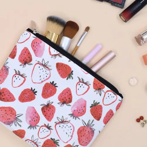 Miniatura 8 de TeeYee Bolsa de maquillaje de lona para mujer con cremallera, bolsa de gran capacidad, bolsa de aseo de viaje, bolsa de almacenamiento, organizador