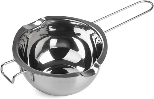 Olla de acero inoxidable doble para derretir chocolate, caramelo y la fabricación de velas Agarradera plateada