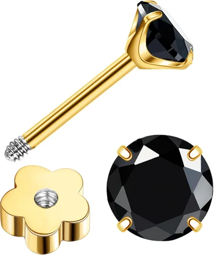 Aretes de titanio G23 hechos a mano de 0.118 in, chapados en oro de 14 quilates, pequeños 5A+CZ, aretes de cartílago hipoalergénicos, aretes de