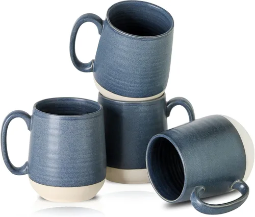 Miniatura 16 de Juego de tazas de café de cerámica grandes - 15 oz tazas de café con mango de porcelana, juego de 4 con mango, perfectas para capuchino, té, moca