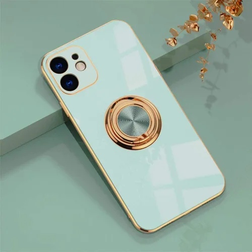 Miniatura 52 de Compatible con iPhone 11 Kickstand, anillo de rotación de 360 grados integrado con borde de oro rosa brillante que funciona con soporte magnético