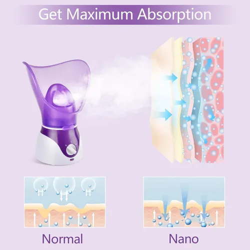 Miniatura 3 de Vaporizador facial - Vaporizador facial nano iónico para limpieza profunda, juego de humidificador facial de niebla caliente para mujeres y hombres