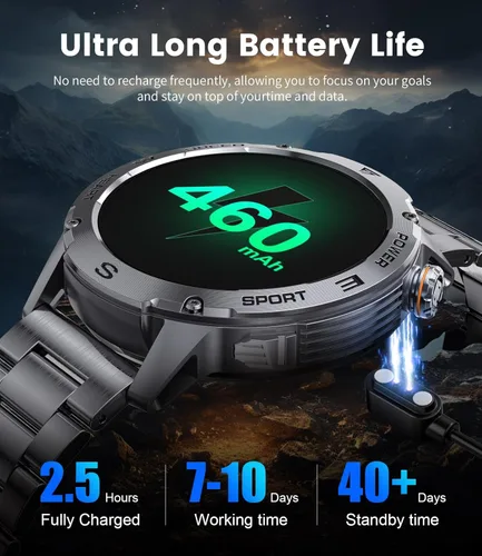 Miniatura 5 de LIGE EF1 - Relojes inteligentes para hombre, 1.43 pulgadas AMOLED Smartwatch con frecuencia cardíaca 24/7 para Android iOS, más de 170 modos