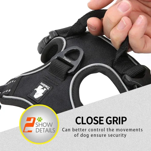 Miniatura 5 de JUXZH Truelove Arnés para perro sin tirones con mango de fácil control y 2 accesorios para correa, chaleco reflectante ajustable para mascotas Negro