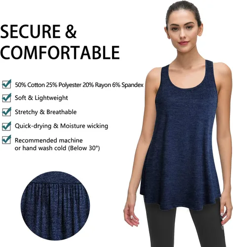 Miniatura 23 de Cestyle - Camiseta sin mangas para mujer, cuello redondo, corte holgado, para entrenamiento