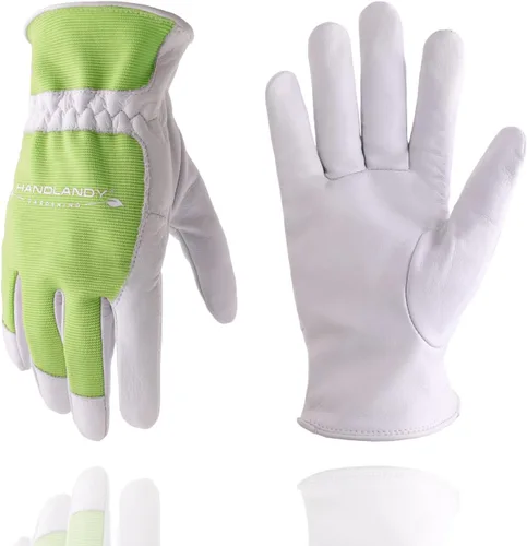 Miniatura 10 de HANDLANDY Work Gloves for Women, Breathable Leather Gardening Glove for Yard Maintenance, Hand Protection with Touch Screen Rosa claro