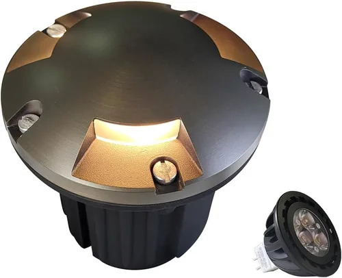 Miniatura 26 de MALORY Luces de Paisaje de Bajo Voltaje, (4.6''A) Cubierta Superior de Latón 12V Luces Empotradas en el Suelo para Exteriores, Iluminación LED