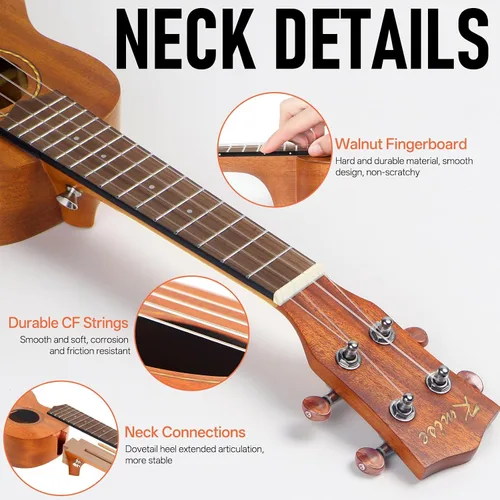 Miniatura 3 de Kmise Ukelele profesional para adultos principiantes, lección en línea gratuita, ukelele soprano de caoba de 21 pulgadas con kit de iniciación