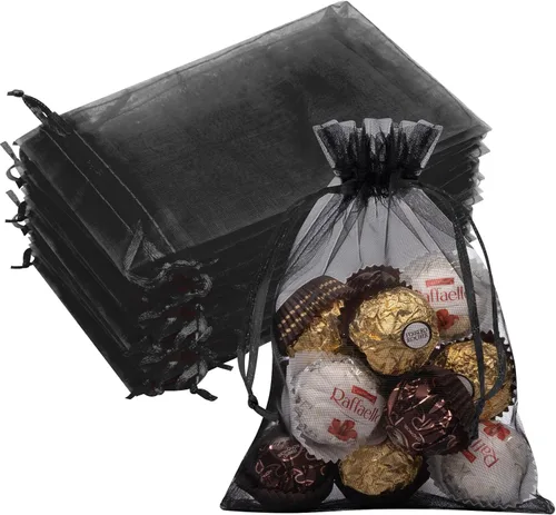 Miniatura 34 de Bolsas de organza de 3x4 pulgadas, 50 paquetes de pequeñas bolsas de regalo de malla con cordón, bolsas de muestra para fiesta, boda, baby shower