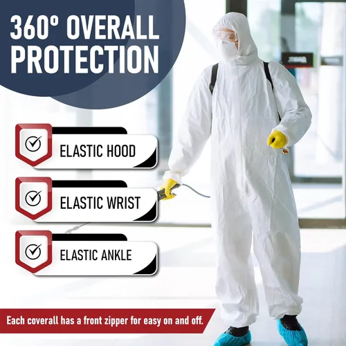 Miniatura 2 de Medical Nation Hazmat Suits Disposable 2 Pack Hooded, Heavy Duty, Breathable Disposable Coverall, Painter Suit 9 Sizes