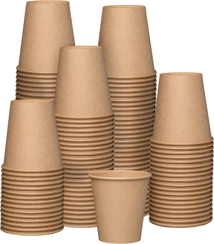 GUSTO [10 onzas – 100 vasos de papel kraft desechables, tazas de café caliente marrón sin blanquear – tazas ecológicas (paquete anteriormente cómodo)