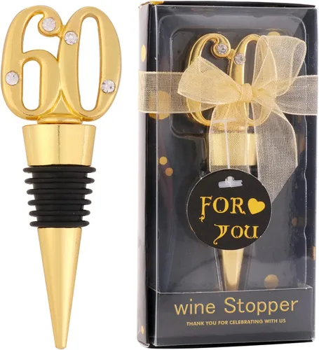Miniatura 11 de Paquete de 24 recuerdos de fiesta de cumpleaños 50 para invitados, tapones para botellas de vino de 50 años con caja de regalo, tapones de vino