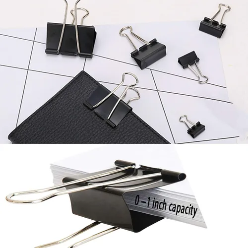 Miniatura 4 de Clips para carpetas de papel, varios tamaños, 200 unidades (negro), Jumbo, Grande, Mediano, Pequeño, Mini y Micro, 6 tamaños con caja para oficina