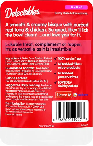 Miniatura 7 de Delectables Golosinas húmedas para lamer para gatos - Atún y pollo, 1.4 oz (paquete de 12)
