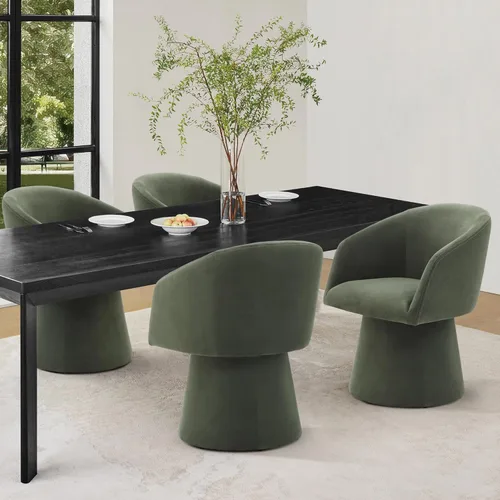 Miniatura 35 de KISLOT Juego de 4 sillas de comedor giratorias, tapizadas de mediados de siglo con respaldo alto, sillas de cocina de tela de lino para comedor, Una