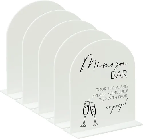 Miniatura 4 de Letrero acrílico negro de arco de 4x6 pulgadas con soporte Juego de 10 letreros acrílicos arqueados en blanco con base para números de mesa