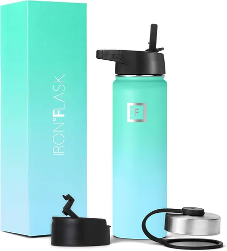 Miniatura 119 de IRON °FLASK Frasco de hidratación para acampar y senderismo con pajilla, botella de agua deportiva de acero inoxidable con aislamiento de boca