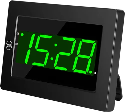 Miniatura 11 de Reloj de pared digital con pilas, pantalla LED, reloj despertador digital con pilas, brillo ajustable, 12/24 horas