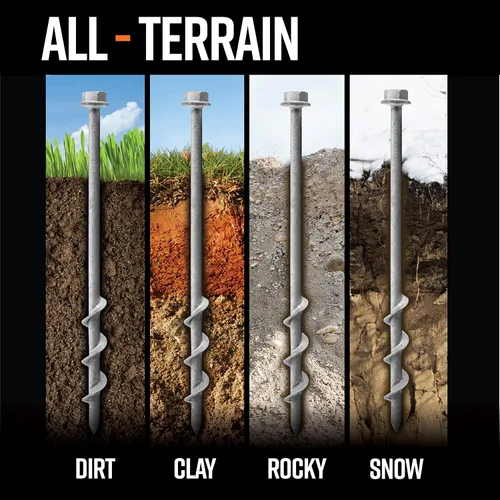 Miniatura 2 de GROUNDGRABBA Kit de tornillos de anclaje de tierra – 2 anclajes de tierra de 1 pie resistentes para vientos fuertes Kit de anclaje de tierra