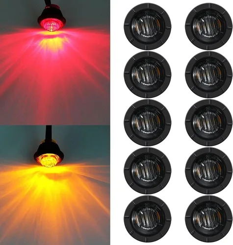 Miniatura 9 de FXC - 10 luces LED redondas de 1,9 cm - frontales y traseras, luz intermitente lateral, intermitentes para camión, coche, autobús, remolque, Púrpura