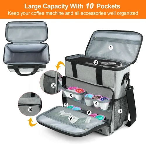 Miniatura 3 de LEFOR·Z Cafetera de viaje compatible con Keurig K-Mini o K-Mini Plus, cafetera de una sola porción, bolsa de almacenamiento portátil con correa
