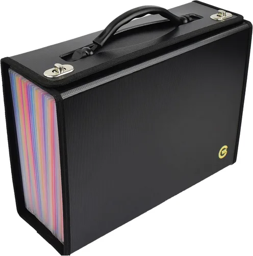 Miniatura 12 de CNK Carpetas de Archivos de Acordeón con 24 Bolsillos Organizador para Almacenamiento de Documentos en Papel Carpeta de Documentos Expandible Negro