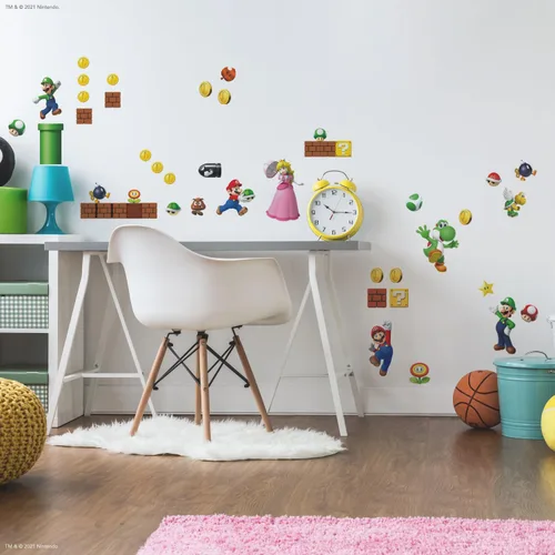 Miniatura 3 de RoomMates RMK2351SCS Nintendo New Super Mario Bros Adhesivos para pared de escena de construcción, multicolor