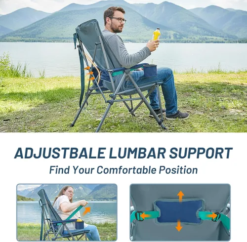 Miniatura 5 de Timber Ridge Oversized Camping Chair with Lumbar Support, Portable Folding Chair Heavy Duty for Adults Supports 450 LBS for Outdoor Camping Lawn