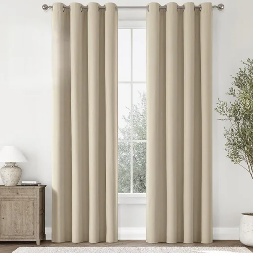Miniatura 15 de ChrisDowa Cortinas 100% Opacas de Abedul Sólido de 45 Pulgadas de Largo, 2 Paneles para Dormitorio y Sala de Estar, Estilo Granja Oscurecedoras