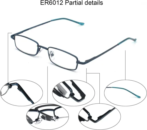 Miniatura 3 de Paquete de 5 lentes de lectura delgados de metal con estuche de tubo para hombres y mujeres, multicolor